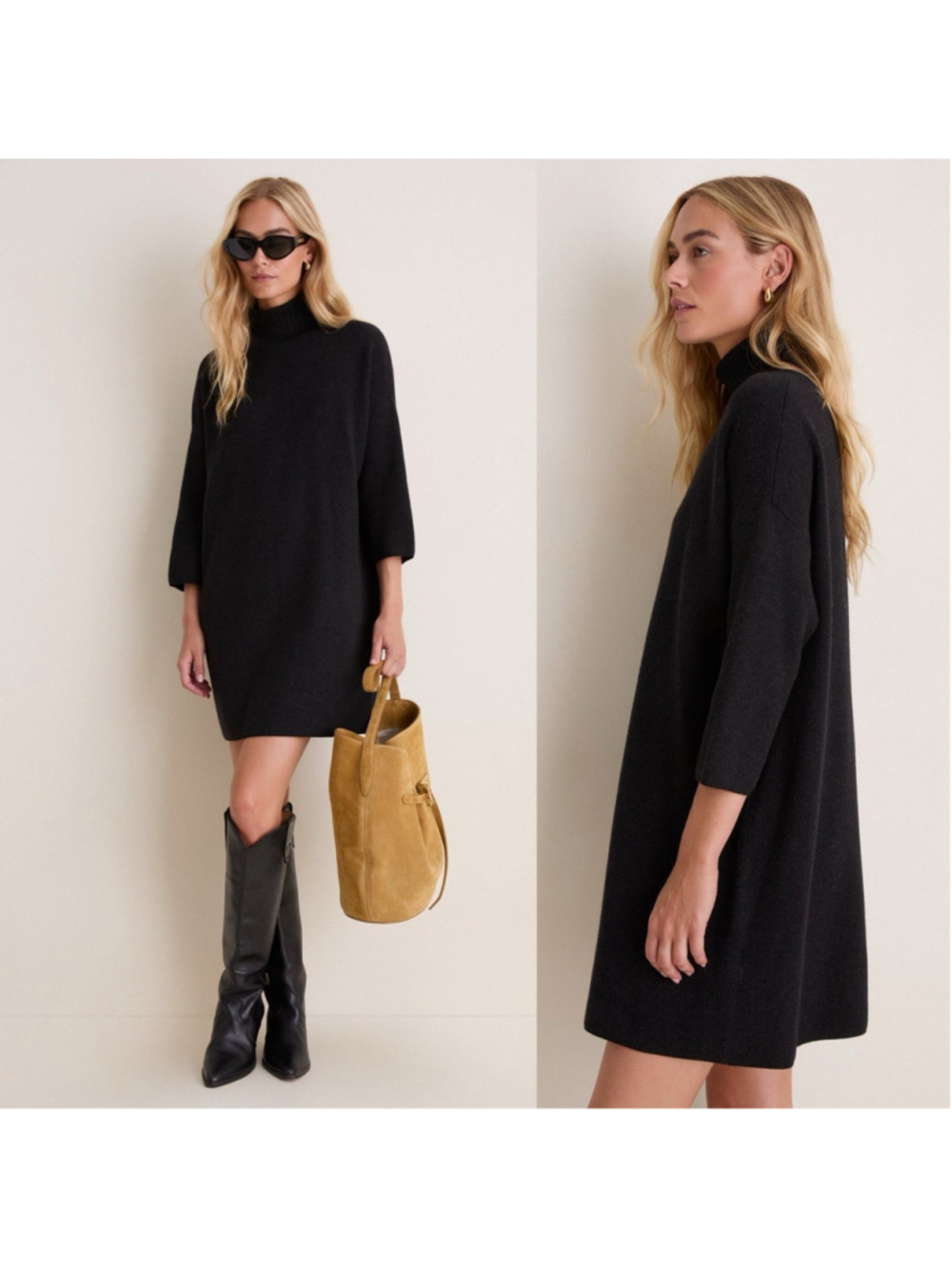 Tuckernuck Pomander Place Noir Vivianne Turtleneck Dress Black Shimmer S